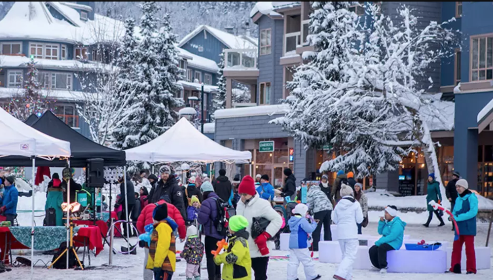 Parents and Children having fun outside at Whistler Family Apres